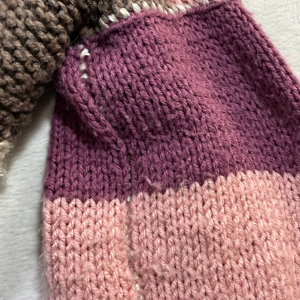 Handmade M/L Oversized Cardigan Pink Knit Cozy Boho Patchwork Artsy‎ Grandma Y2K - Picture 6 of 9